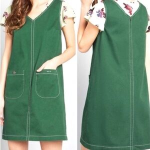 ModCloth One More Thing Jumper Dress Kelly Green Women's Size Small
